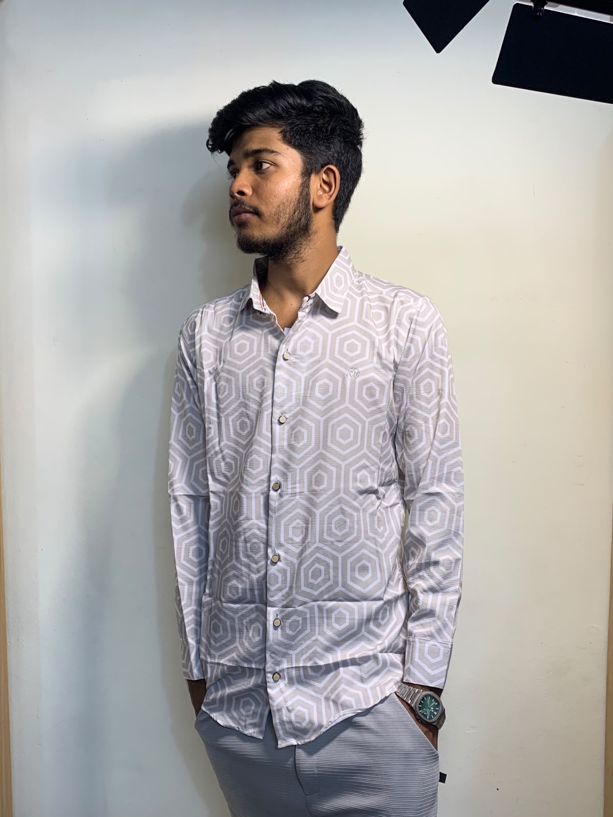 Premium Geometric Print Zafran Full Sleeve Shirt